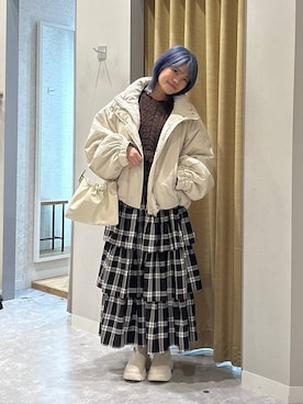 「アイテム（ポロシャツ）」を使った、yuicoさん（レディース・157cm）の冬コーディネート