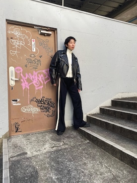 「DIESEL（ディーゼル）のアイテム（その他パンツ）」を使った、Hisako Tanakaさん（レディース・158cm）の冬コーディネート