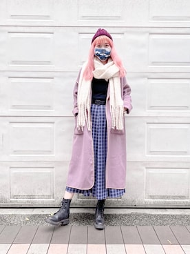 「SENSE OF PLACE by URBAN RESEARCH（センスオブプレイスバイアーバンリサーチ）のアイテム（ノーカラーコート）」を使った、Yü♡さん（レディース・170cm）の冬コーディネート
