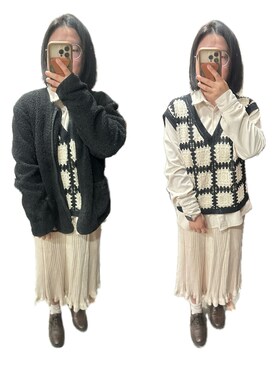 「no brand（ノーブランド）のアイテム（ノーカラージャケット）」を使った、Judy🇹🇼さん（レディース・152cm）の冬コーディネート