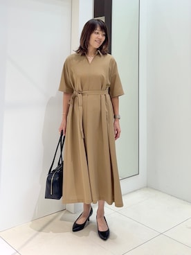 「UNTITLED（アンタイトル）の【ステンレスチェーン】クロスリングネックレス（ネックレス、ゴールド系）」を使った、wostomoさん（レディース）の夏コーディネート
