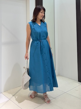 「UNTITLED（アンタイトル）の【追加】メタリックメッシュトート（トートバッグ、ゴールド系）」を使った、wostomoさん（レディース）の夏コーディネート