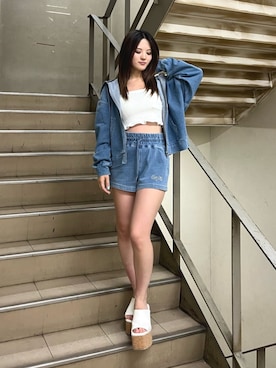 「GYDA（ジェイダ）のアイテム」を使った、NANASEさん（レディース・155cm）の夏コーディネート