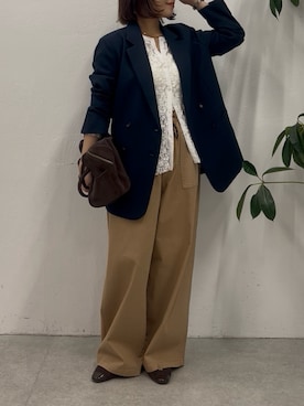 「アイテム（バレエシューズ）」を使った、noko さん（レディース・155cm）の秋コーディネート