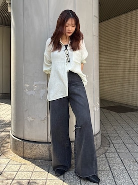 「Ungrid（アングリッド）のアイテム（シューズ）」を使った、四宮柚葉さん（レディース・157cm）の春コーディネート