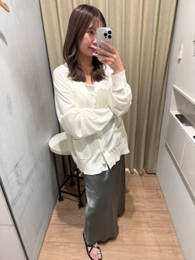 「LOWRYS FARM（ローリーズファーム）のスタイルＵＰクロスカップキャミ　100757（Tシャツ/カットソー、ホワイト系）」を使った、華笑さんの夏コーディネート