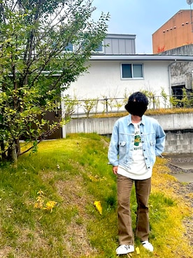 「アイテム（デニムジャケット）」を使った、s1200040さん（メンズ・175cm）の秋コーディネート