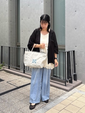 「russet（ラシット）のアイテム（トートバッグ）」を使った、ponoponopono42さん（レディース・161cm）の夏コーディネート