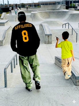 「Supreme （シュプリーム）のSupreme Affiliated L/S Football Top L 〔25ss〕（Tシャツ/カットソー、ブラック系）」を使った、teamsupgさん（メンズ・171cm）の春コーディネート