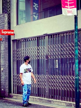 「Supreme （シュプリーム）のアイテム（トップス）」を使った、teamsupgさん（メンズ・171cm）の春コーディネート