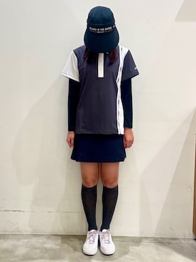 「adabat（アダバット）の２WAYブリムUVバイザー（ハット、ブラック系）」を使った、こまさん（レディース・165cm）の秋コーディネート