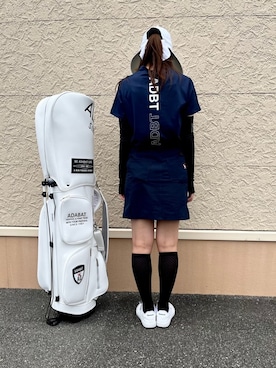 「adabat（アダバット）の2WAYワイドサンバイザー【UVカット】（ハット、ホワイト系）」を使った、こまさん（レディース・165cm）の夏コーディネート