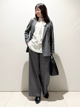 「INDIVI（インディヴィ）のジオメプリントボウタイブラウス（シャツ/ブラウス、ホワイト系）」を使った、wear20002660さん（レディース）の秋コーディネート