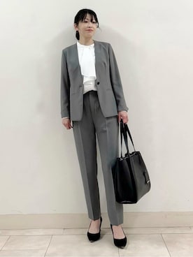 「アイテム（スーツジャケット、グレー系）」を使った、wear20002660さん（レディース・157cm）の春コーディネート