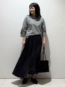 「INDIVI（インディヴィ）の【UVケア／吸汗速乾】スリーブデザインブラウス（シャツ/ブラウス、ブラック系）」を使った、wear20002660さん（レディース）の秋コーディネート