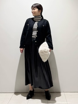 「INDIVI（インディヴィ）の【洗える／毛玉になりにくい】エクストラファインウール リブタートルニット（ニット/セーター、ベージュ系）」を使った、wear20002660さん（レディース）の冬コーディネート