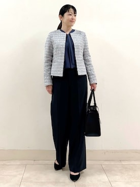 「INDIVI（インディヴィ）の【華やか】ファンシーツイードジャケット（ノーカラージャケット、ブルー系）」を使った、wear20002660さん（レディース）の春コーディネート