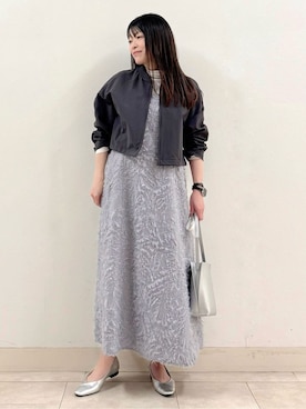 「INDIVI（インディヴィ）の【撥水／UVケア／2WAY】ショート＆ロング ブルゾンコート（ブルゾン、グレー系）」を使った、wear20002660さん（レディース）の冬コーディネート