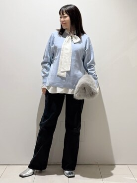 「INDIVI（インディヴィ）のジオメプリントボウタイブラウス（シャツ/ブラウス、ホワイト系）」を使った、wear20002660さん（レディース）の秋コーディネート