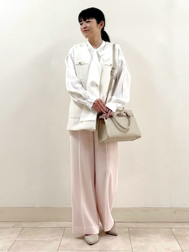 「INDIVI（インディヴィ）の【2点セット／UVケア】ツイードジレ＆ボウタイブラウス カセット服（その他トップス、ベージュ系）」を使った、wear20002660さん（レディース）の冬コーディネート