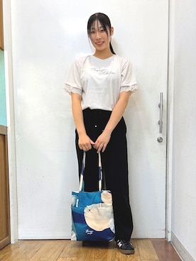 「SHOO・LA・RUE（シューラルー）のアイテム（トートバッグ）」を使った、栗山 花凜さん（レディース・170cm）の夏コーディネート