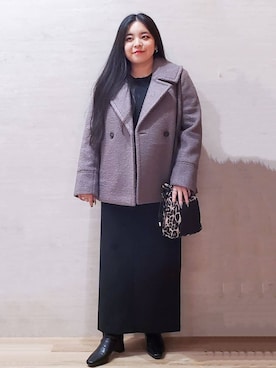 「アイテム（ピーコート、ブラウン系）」を使った、ちぃさん（レディース・153cm）の秋コーディネート