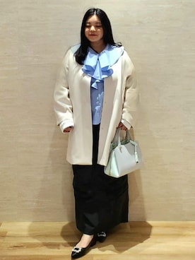 「アイテム（ノーカラーコート）」を使った、ちぃさん（レディース・153cm）の春コーディネート