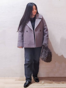 「アイテム（ピーコート、ブラウン系）」を使った、ちぃさん（レディース・153cm）の秋コーディネート