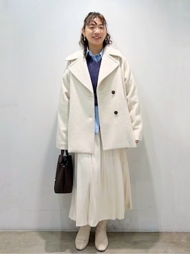 「アイテム（ピーコート）」を使った、sumicaさん（レディース・157cm）の冬コーディネート