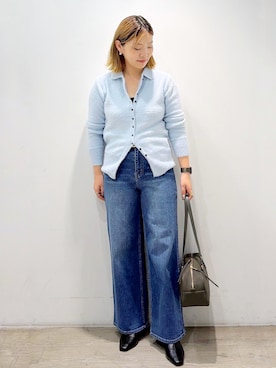 「アイテム（ボストンバッグ、グリーン系）」を使った、sumicaさん（レディース・157cm）の秋コーディネート