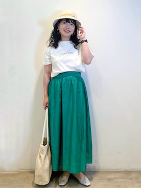 「アイテム（ハット、イエロー系）」を使った、sumicaさん（レディース・157cm）の春コーディネート