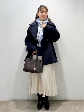 「アイテム（ピーコート）」を使った、sumicaさん（レディース・157cm）の冬コーディネート