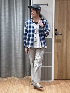 「Champion（チャンピオン）のアイテム（帽子）」を使った、よっしーさん（レディース・155cm）の春コーディネート