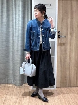 「アイテム（ポーチ、グリーン系）」を使った、よっしーさん（レディース・155cm）の冬コーディネート