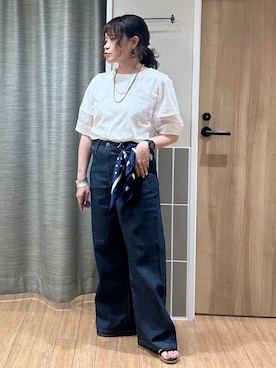 「SOMETHING（サムシング）のアイテム（パンツ）」を使った、よっしーさん（レディース・155cm）の夏コーディネート