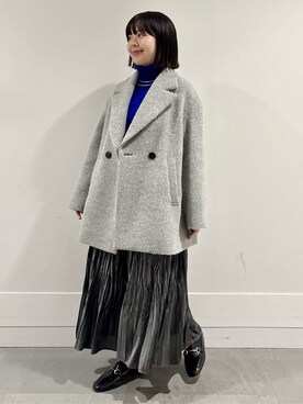 「アイテム（ピーコート、グレー系）」を使った、モエカさん（レディース・156cm）の秋コーディネート