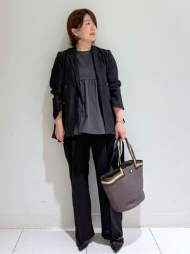「OPAQUE.CLIP（オペークドットクリップ）の◆ペプラムドッキングカットソー【洗濯機洗い可】（Tシャツ/カットソー）」を使った、michiさん（レディース・154cm）の春コーディネート