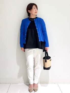「OPAQUE.CLIP（オペークドットクリップ）の◆ペプラムドッキングカットソー【洗濯機洗い可】（Tシャツ/カットソー）」を使った、michiさん（レディース・154cm）の春コーディネート