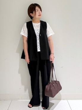 「OPAQUE.CLIP（オペークドットクリップ）のアイテム（Tシャツ/カットソー）」を使った、michiさん（レディース・154cm）の夏コーディネート