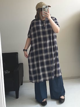 「nissen（ニッセン）の＜大きいサイズ＞綿100％楽ちんデニムガウチョパンツ（ゆったりヒップ）（パンツ、ブルー系）」を使った、kinakoさんさん（レディース・163cm）の春コーディネート