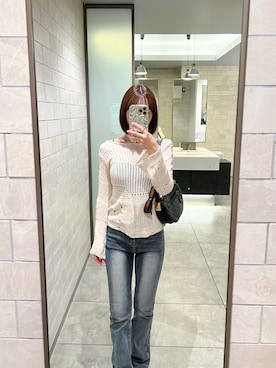 「sheinのアイテム（トップス、ベージュ系）」を使った、asupiさん（レディース・154cm）の夏コーディネート