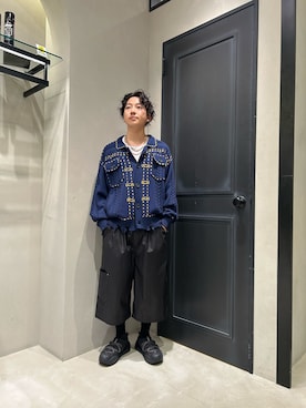 「BEAVER（ビーバー）のアイテム（パンツ）」を使った、門田 飛勇馬さん（メンズ・165cm）の夏コーディネート