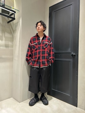 「BEAVER（ビーバー）のアイテム（パンツ）」を使った、門田 飛勇馬さん（メンズ・165cm）の夏コーディネート