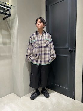 「BEAVER（ビーバー）のアイテム（パンツ）」を使った、門田 飛勇馬さん（メンズ・165cm）の夏コーディネート