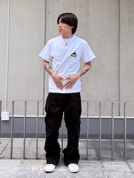「XLARGE（エクストララージ）のCAMO SLANTED OG S/S TEE（Tシャツ/カットソー、ホワイト系）」を使った、ｺﾏｳｨさん（メンズ・172cm）の夏コーディネート