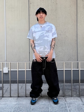 「XLARGE（エクストララージ）のMULTI LOGO CAMO S/S TEE（Tシャツ/カットソー、ホワイト系）」を使った、ｺﾏｳｨさん（メンズ・172cm）の夏コーディネート