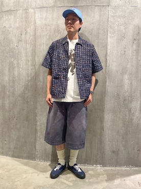 「JOURNAL STANDARD（ジャーナルスタンダード）のフェード ダブルニー ダック ショーツ（その他パンツ、ブラック系）」を使った、小山さん（メンズ・171cm）の春コーディネート
