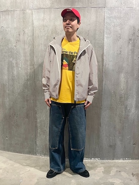 「JOURNAL STANDARD（ジャーナルスタンダード）のパターン フーディ シティ ジャケット（その他アウター、ブラウン系）」を使った、小山さん（メンズ・171cm）の春コーディネート