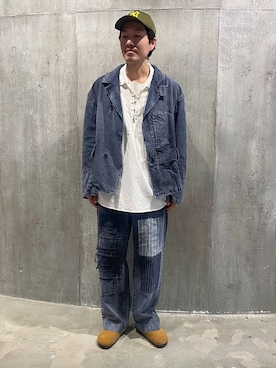 「JOURNAL STANDARD J.S HOMESTEAD（ジャーナルスタンダードホームステッド）のJ.S.Homestead / ユーロ ワーク ショート ジャケット（その他アウター、ブルー系）」を使った、小山さん（メンズ・171cm）の春コーディネート