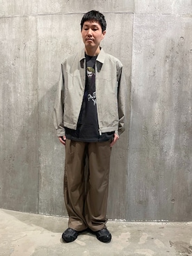 「JOURNAL STANDARD（ジャーナルスタンダード）のSLUB SUCKER / スラブ サッカー ジップ ジャケット（その他アウター、ベージュ系）」を使った、小山さん（メンズ・171cm）の春コーディネート